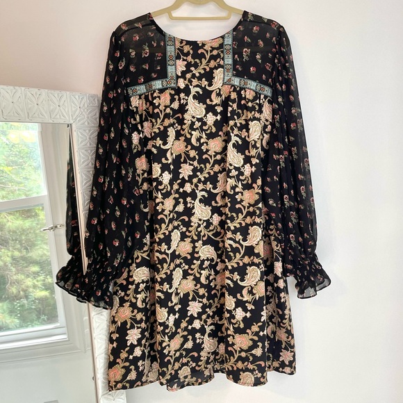 Entro Black Floral Boho Paisley Fall Core Dress - Picture 5 of 15